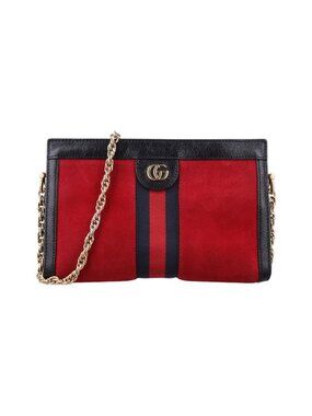 Gucci Ophidia Red Black Suede Leather Messenger
